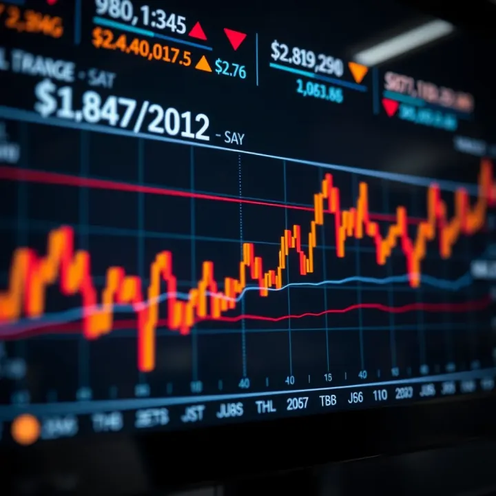 Graph showing currency exchange rate fluctuations on a digital trading platform