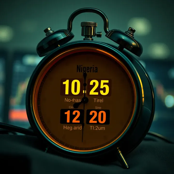 Clock showing Nigerian local time with highlighted forex market opening and closing times