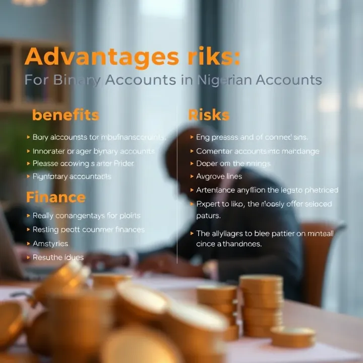 Advantages and Risks of Binary Accounts in Nigerian Finance Conceptual graphic showing key benefits and risks associated with binary accounts in Nigeria