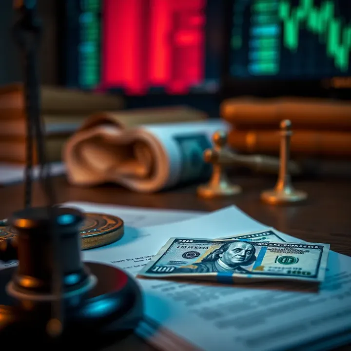 Visual representation of legal documents and Nigerian currency symbol emphasizing regulations in binary trading