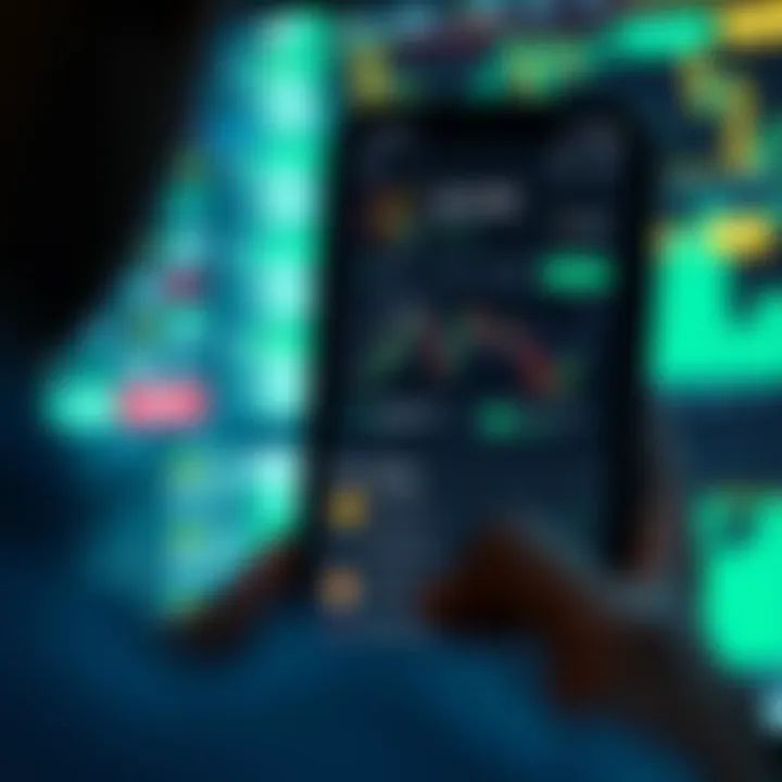 Cryptocurrency Trading App Interface User interface showcasing cryptocurrency trading options on a mobile device