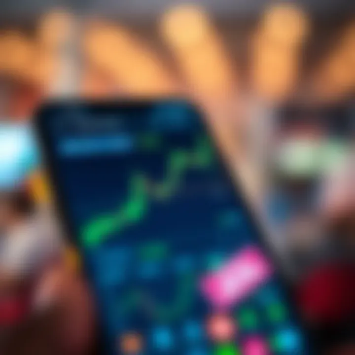 Cryptocurrency Trading App Interface for Nigerian Market Mobile phone displaying a cryptocurrency trading app interface with charts and market data