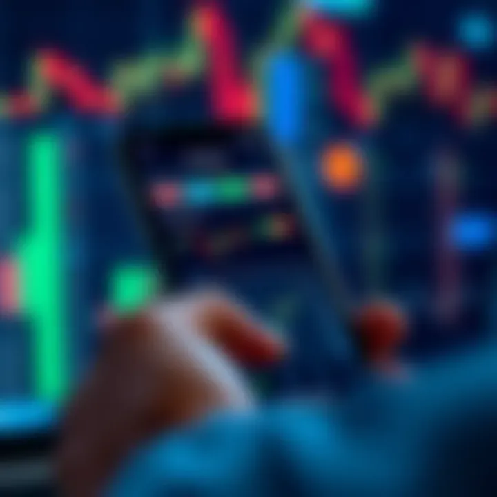 Mobile phone displaying a user-friendly cryptocurrency trading app interface with charts and trading options