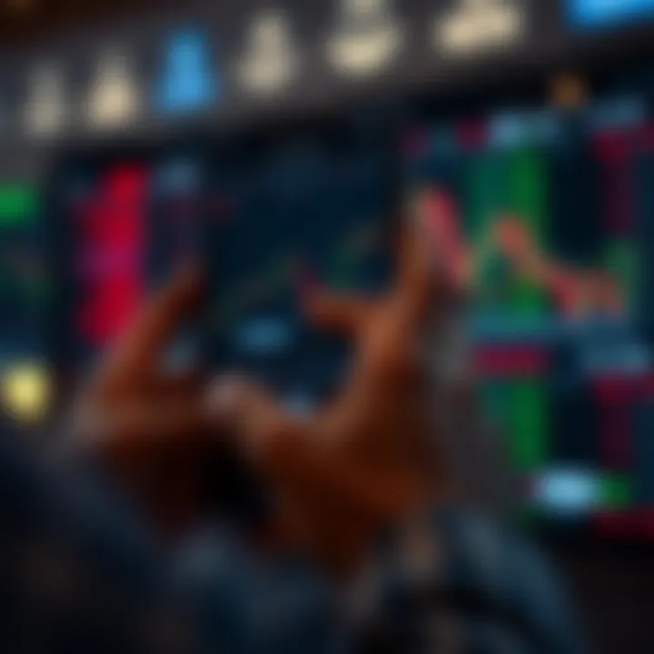 User navigating forex trading app interface on a smartphone with charts and currency exchange rates visible