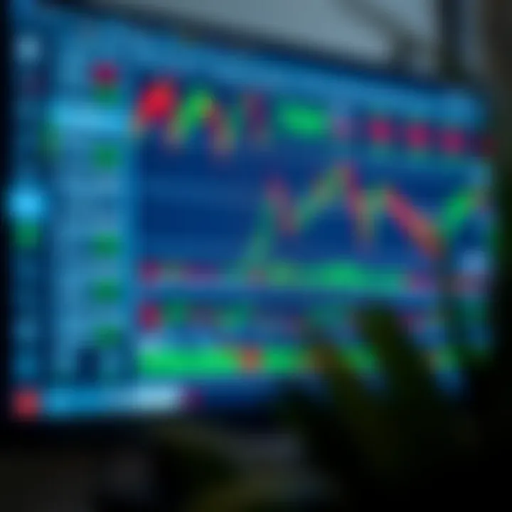 Forex Trading Platform with Currency Charts and Pair Options A digital interface displaying forex trading charts and currency pairs on a computer screen