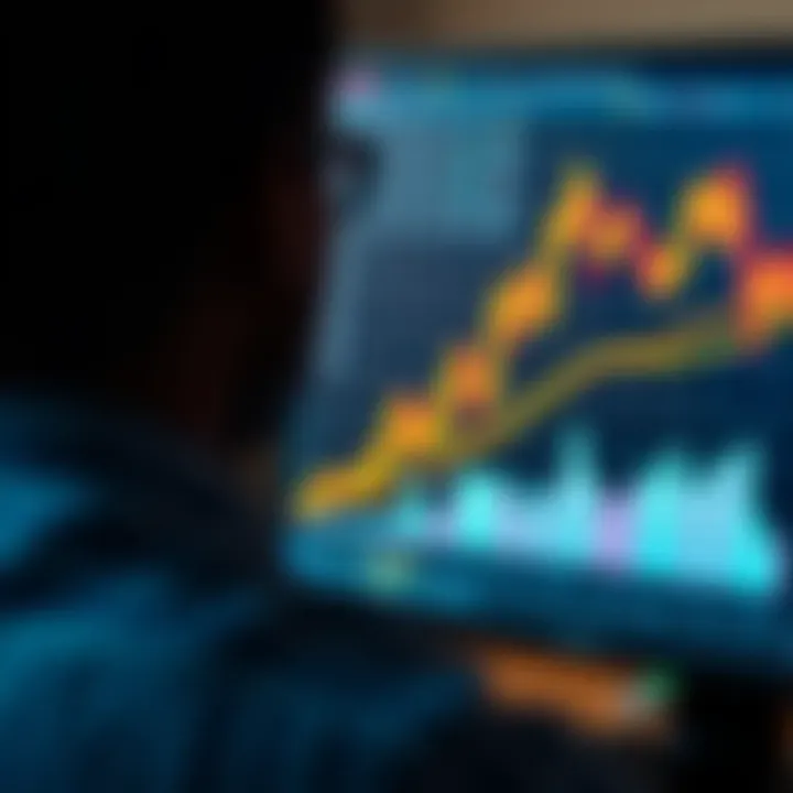 Analyzing Financial Trends on Forex Trading Platforms Graph showing upward trends and financial data on a computer screen