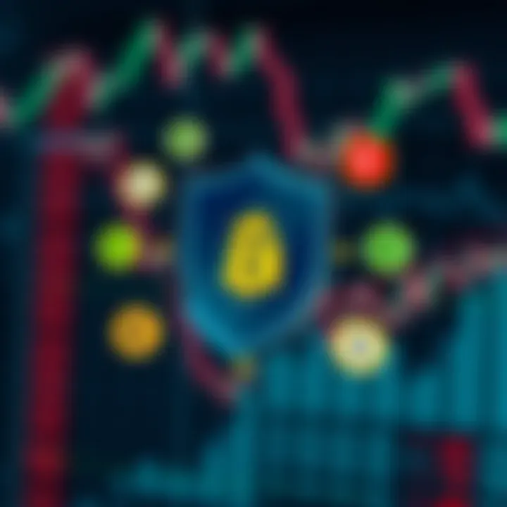 Illustration of a shield symbolizing regulation and security with forex currency icons around it