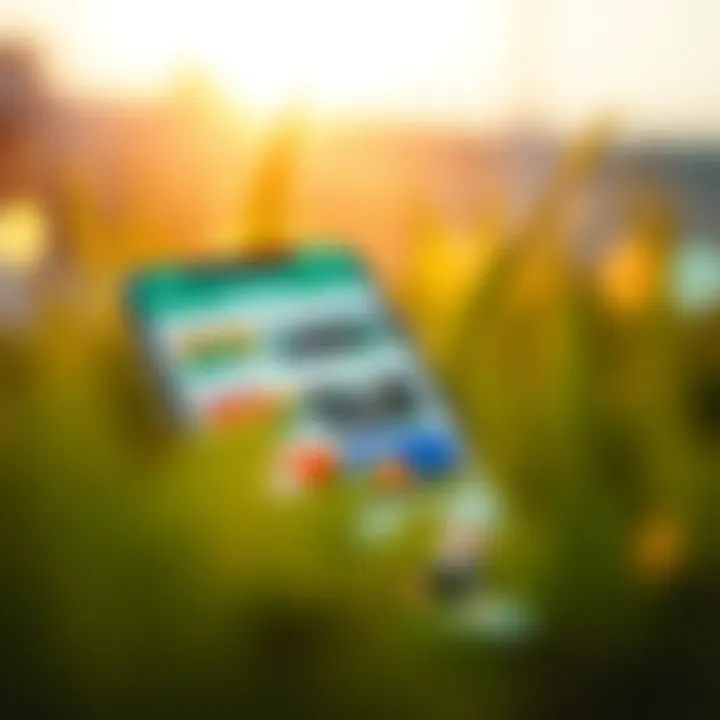 Mobile phone displaying a gift card trading app interface with various card options and trade buttons