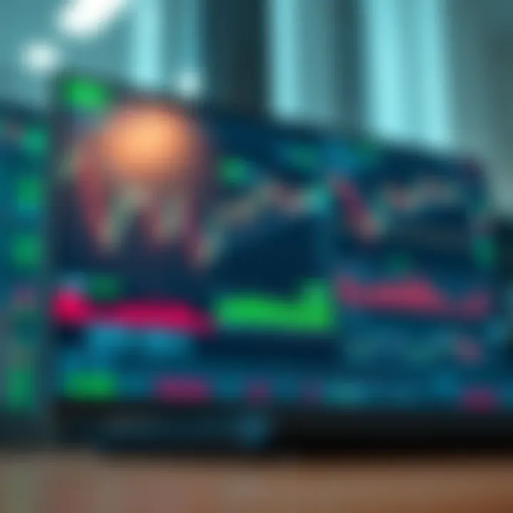 User interface of a forex trading platform with charts and market statistics