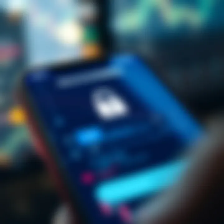 Secure login screen on a trading app highlighting encryption and user privacy features