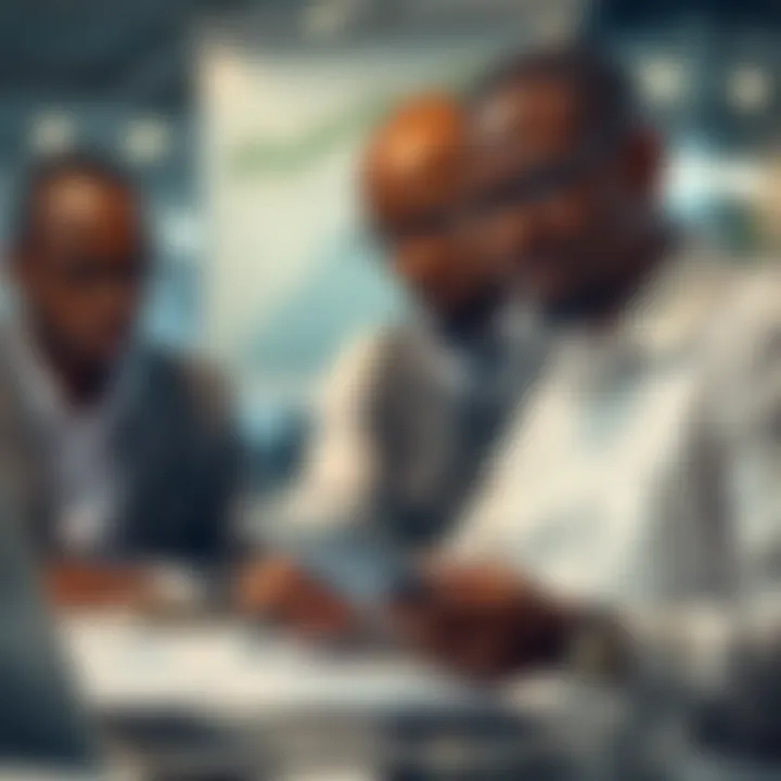 Business professionals analyzing data charts to identify potential risks in Nigerian market