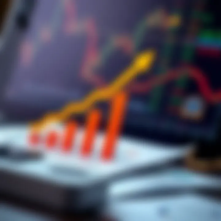 Conceptual illustration of risk management and trading plan elements with upward trend arrows