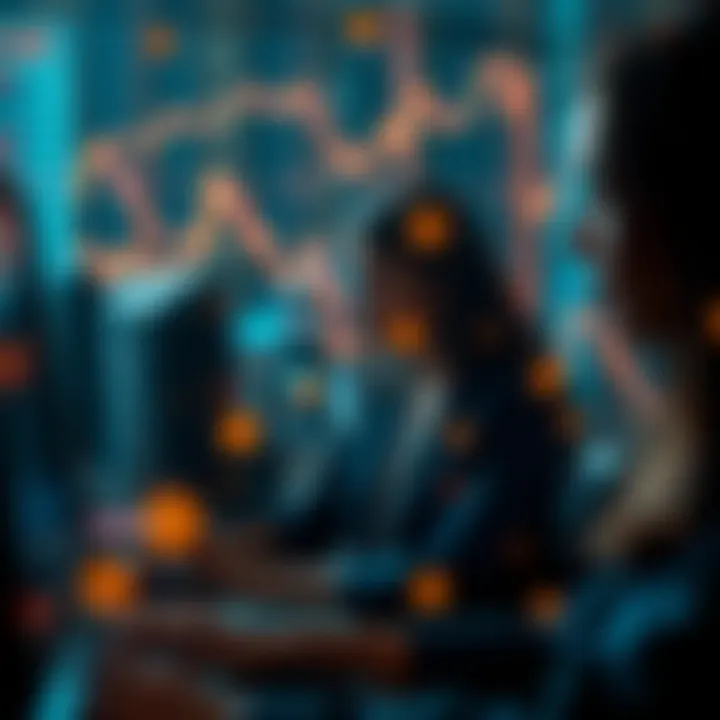 Digital Identities in the Bitcoin Trading Network Abstract representation of digital identities interacting within the Bitcoin network