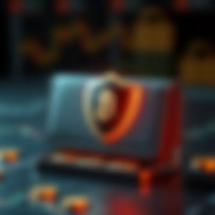 Secure Cryptocurrency Wallet Protection Illustration of secure digital wallet protecting cryptocurrency assets with shield icon