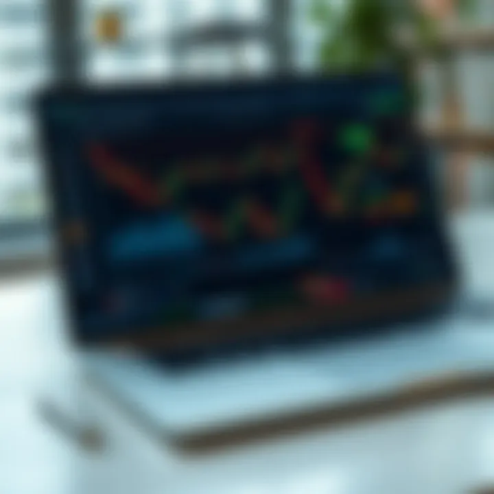 Open laptop displaying forex trading platform with charts and financial data