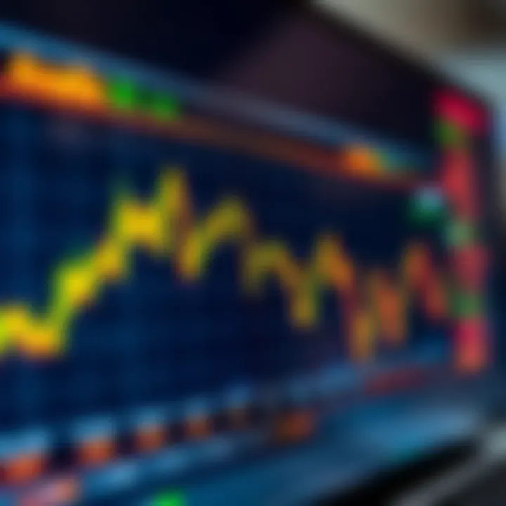 Graph showing currency exchange rate fluctuations on a digital trading platform