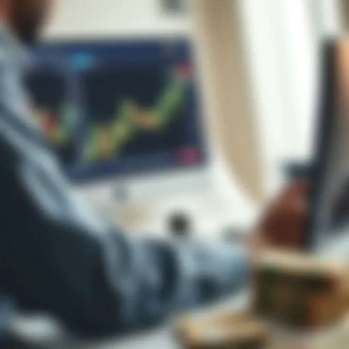 Trader analyzing forex charts on a computer screen with Nigerian currency notes nearby