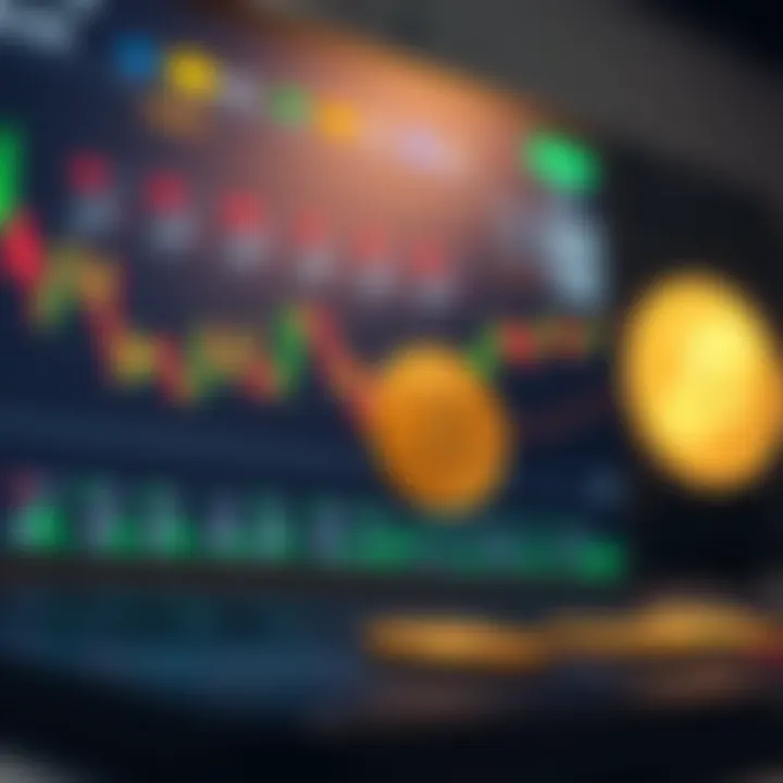 Cryptocurrency trading interface showing various digital coins and market charts