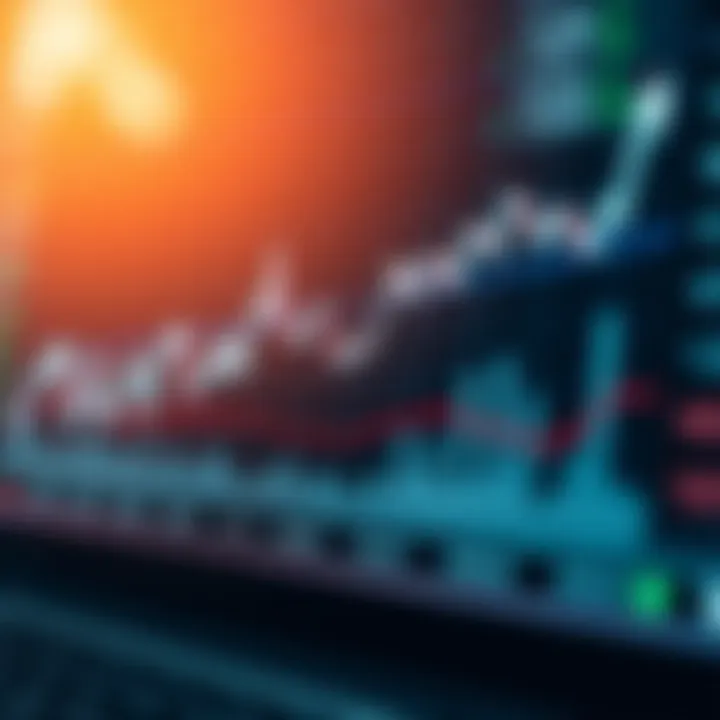 Chart displaying fluctuating currency exchange rates with upward trend lines