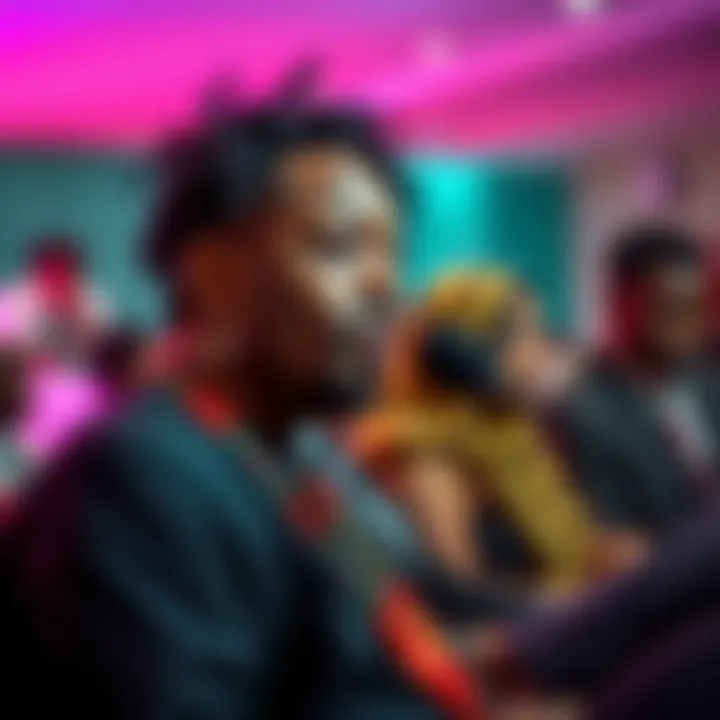 A non-binary celebrity speaking at a cultural event promoting gender inclusivity in Nigerian entertainment