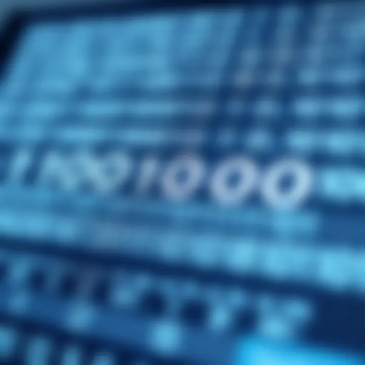 Diagram illustrating the binary number system with zeroes and ones representing data