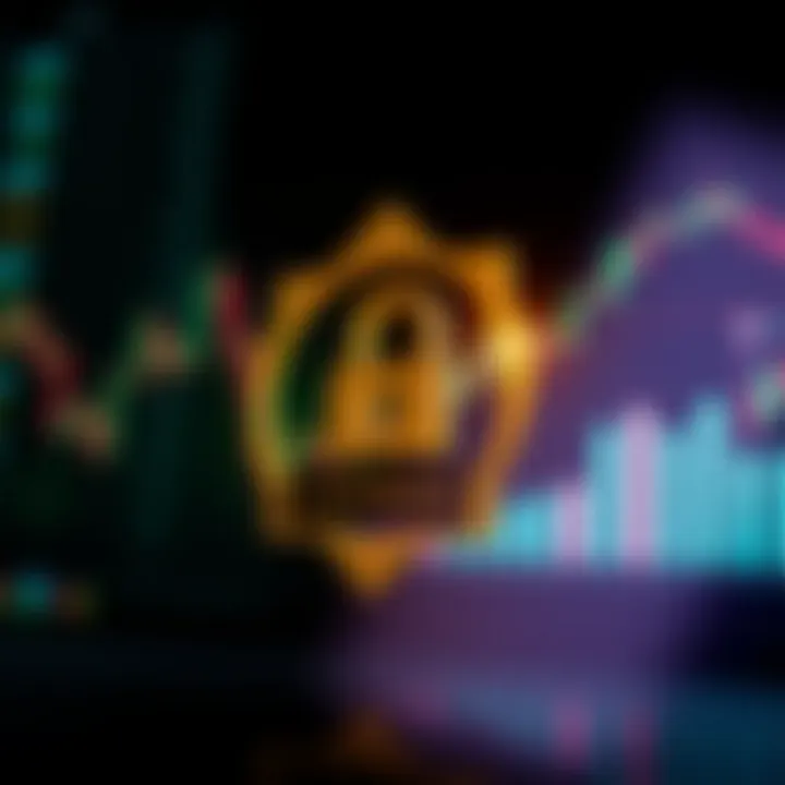 Conceptual representation of binary options trading license with secure digital badge and financial charts
