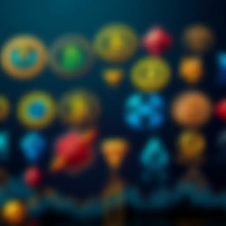 Creative illustration showcasing various cryptocurrency logos emphasizing unique design elements and color schemes