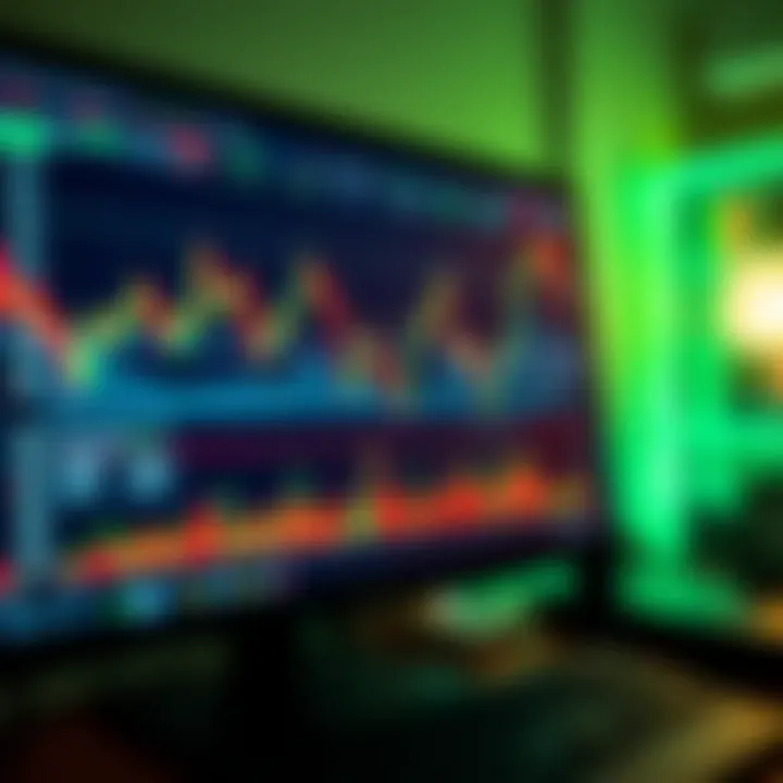 Digital representation of currency exchange charts on a computer screen illustrating forex trading concepts