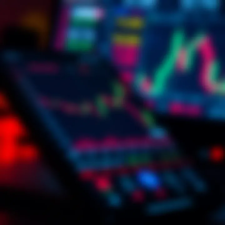 Smartphone displaying stock market charts and data in a mobile trading application interface