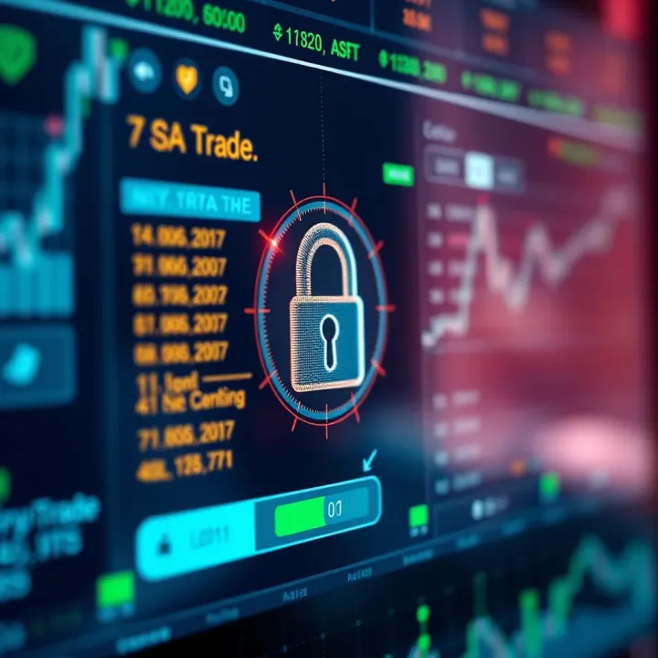 Secure login screen with digital lock symbol representing online security in cryptocurrency trading