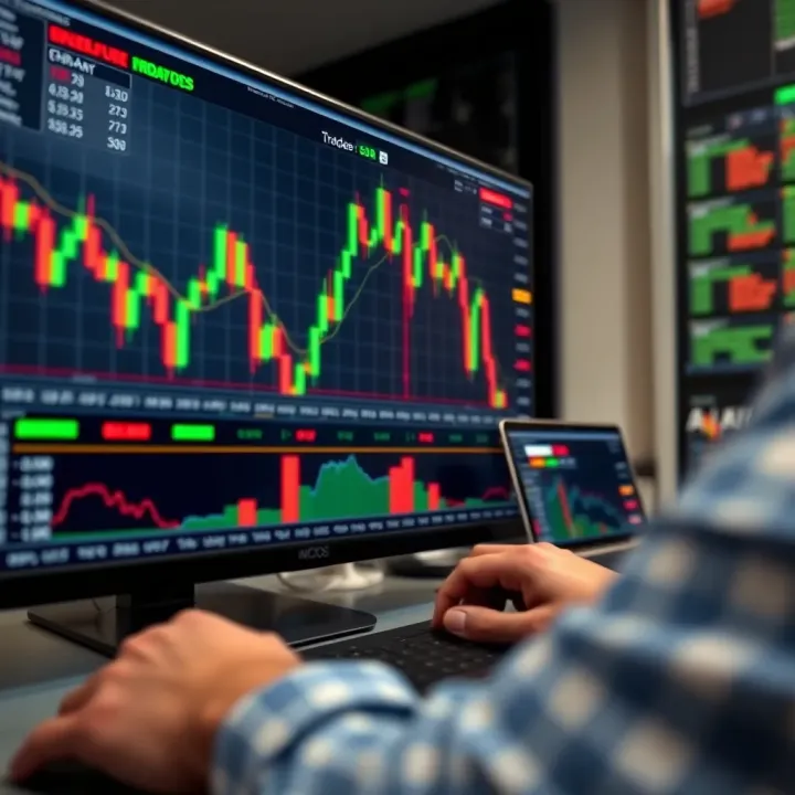 Trading Platform with Risk Management Features Illustration of a trading platform interface displaying charts and risk management tools