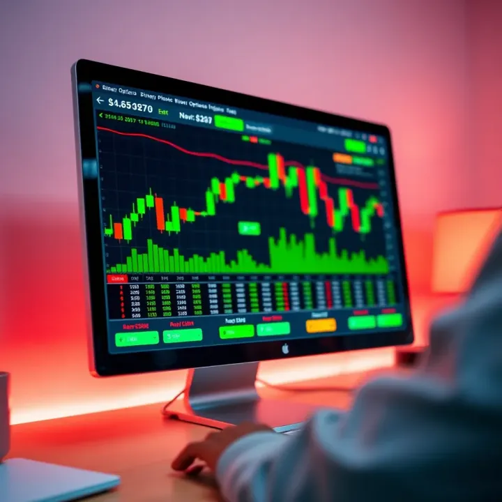 User interface displaying various binary options trading platforms on a computer screen in Nigeria