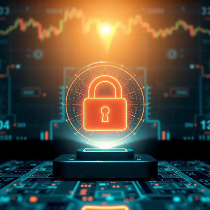 Illustration of secure digital transaction with encryption symbol representing cybersecurity in forex trading platforms