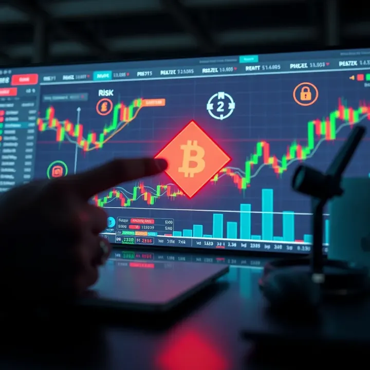 Visual representation of risk management strategies in cryptocurrency trading with graphs and secure icons