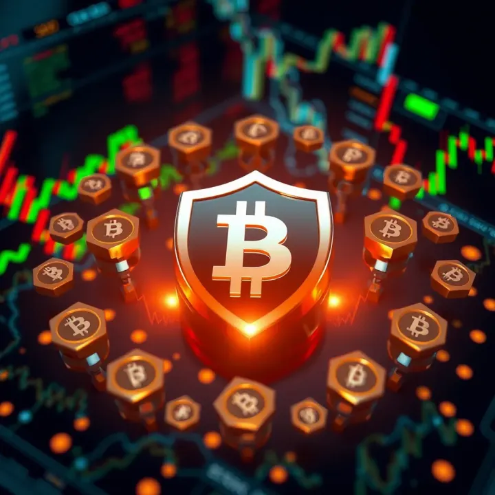 Security and Impact of Crypto Trading Bots in Nigeria Illustration of digital cryptocurrency symbols surrounded by security shields and financial charts