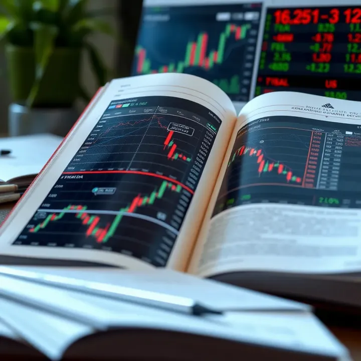 Insightful Forex Trading Strategies and Market Fundamentals Open book displaying forex market analysis with currency charts and financial data