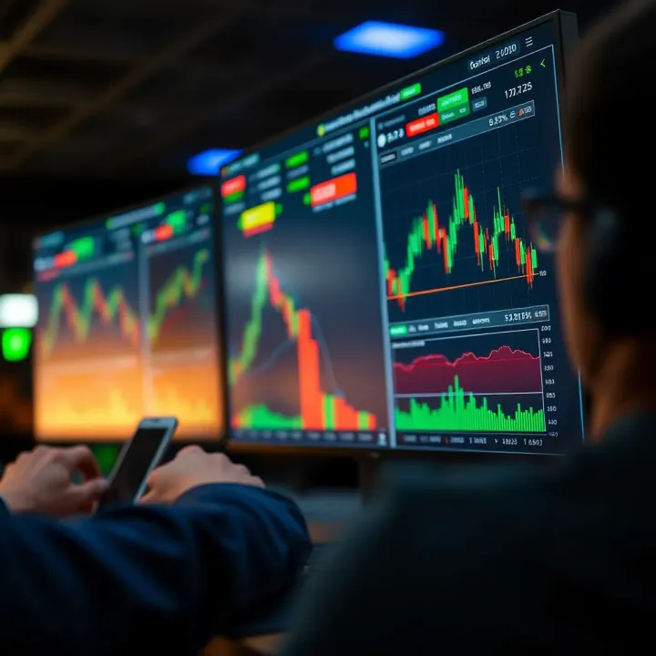 Social media interface displaying trading charts and educational content for forex and binary markets