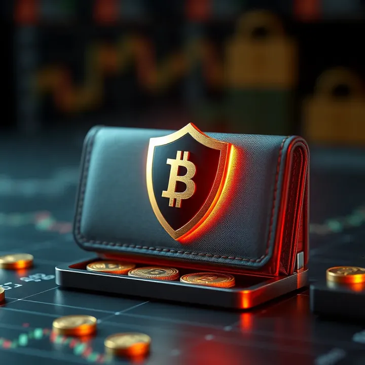 Secure Cryptocurrency Wallet Protection Illustration of secure digital wallet protecting cryptocurrency assets with shield icon
