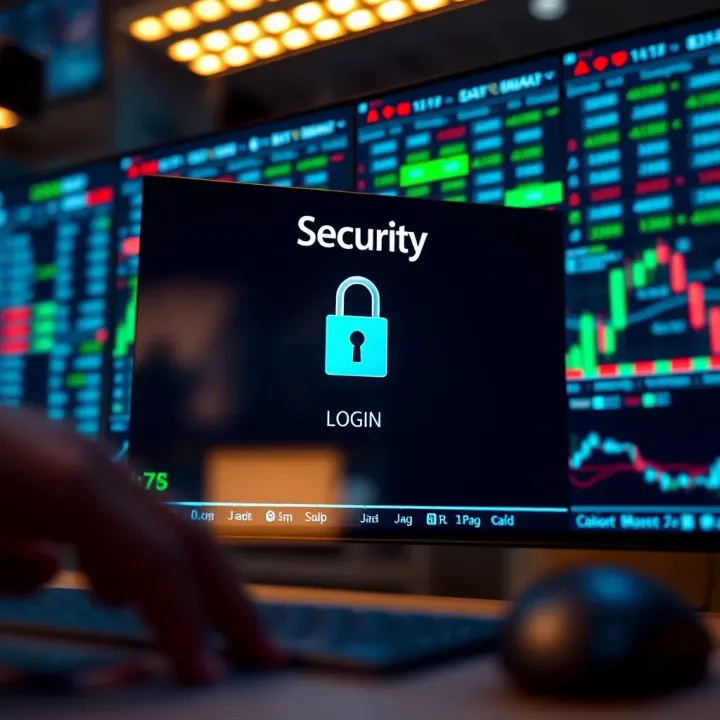 Secure login screen on a forex trading platform emphasizing security features