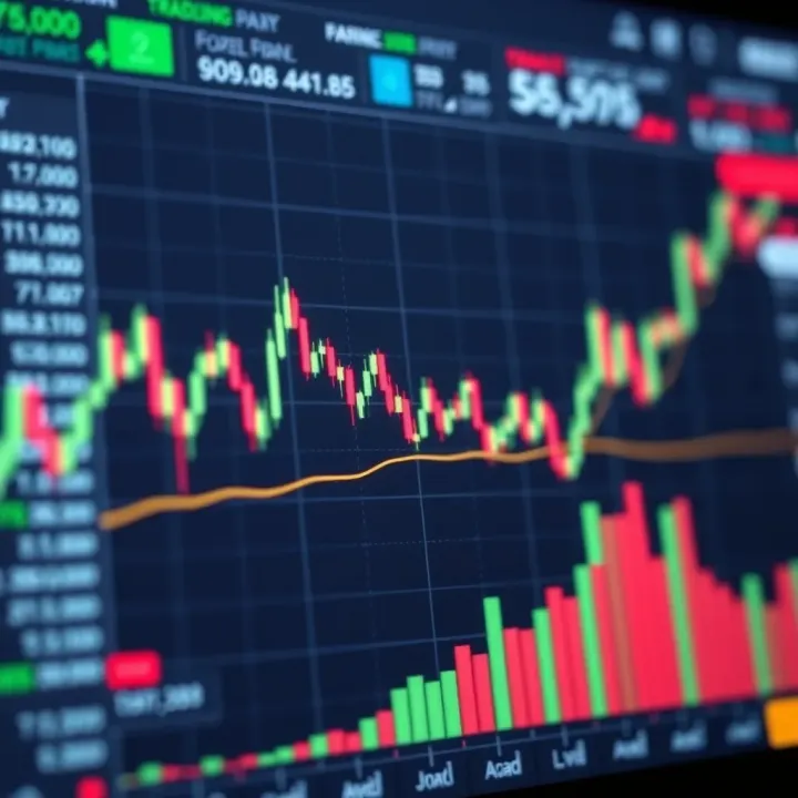 Graph showing currency pairs with upward and downward trends in forex trading