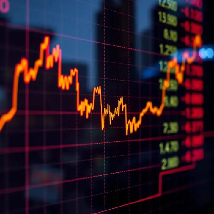 Graph showing currency exchange rates fluctuating dynamically