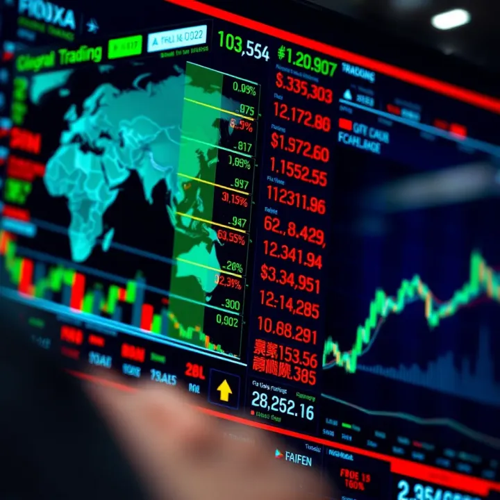 Global currency exchange rates fluctuating on digital screen illustrating forex market accessibility