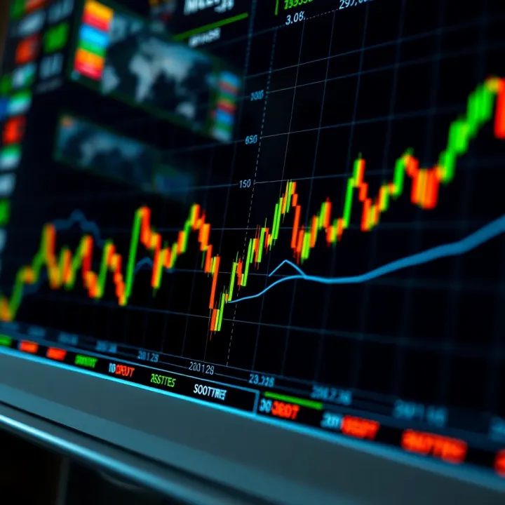 Graph showing currency exchange rates fluctuating over time