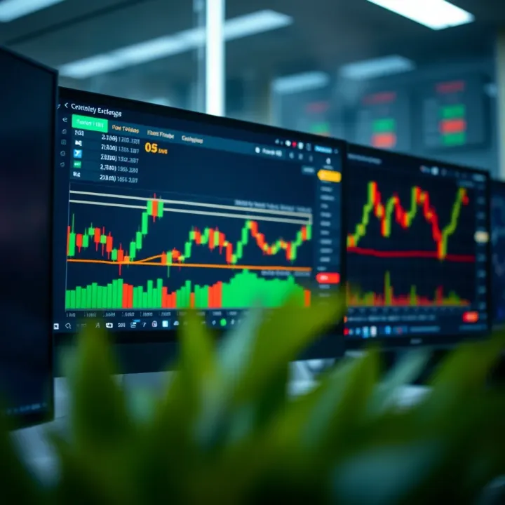Forex Trading Charts and Currency Exchange Overview A computer screen displaying forex trading charts and currency exchange information