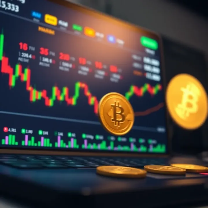Overview of a Cryptocurrency Trading Platform with Market Data Cryptocurrency trading interface showing various digital coins and market charts