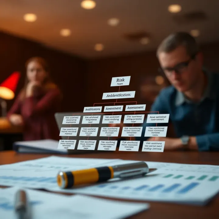 Risk Identification and Assessment in Organisations Flowchart showing risk identification, assessment, and decision-making stages in organisational risk management