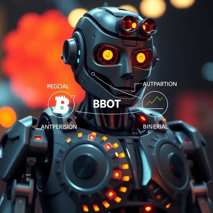 Diagram illustrating the mechanism of binary bots in binary options trading showing automated decision making