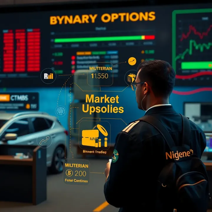 Diagram illustrating the concept of binary options trading with a focus on Nigerian market elements