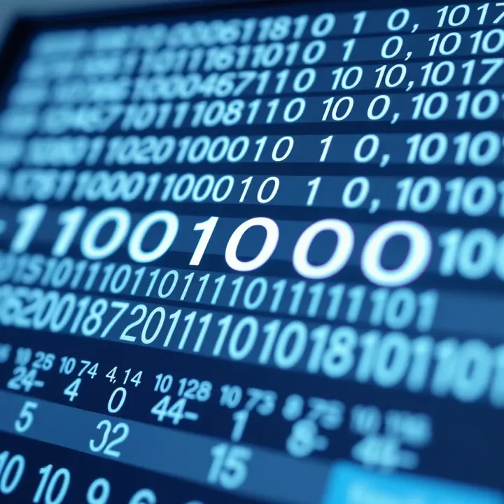 Diagram illustrating the binary number system with zeroes and ones representing data