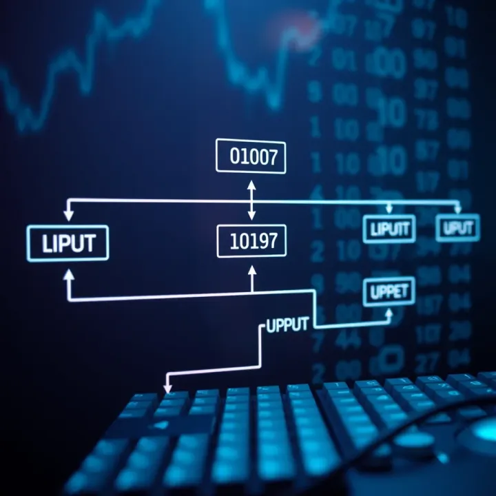 Flow of Binary Data in Computer Systems Diagram showing the flow of binary data in a computer system from input to output